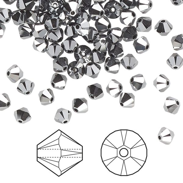 Bead 1440pk crystal light chrome 2X, Swarovski® 4mm XILION bicone 5328 image number 0