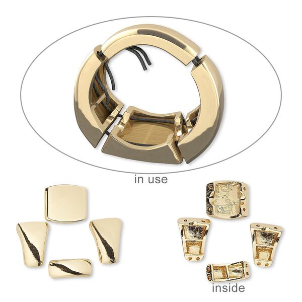 "Pewter" (zinc-based alloy) 1pkg4, 2-strand rectangle ring size 7.5, silver-finished 17x16mm image number 0