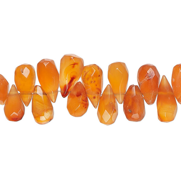 Carnelian 1pkg1, hand-cut top-drilled faceted teardrop bead 14 inch 9x4mm-12x6mm image number 0