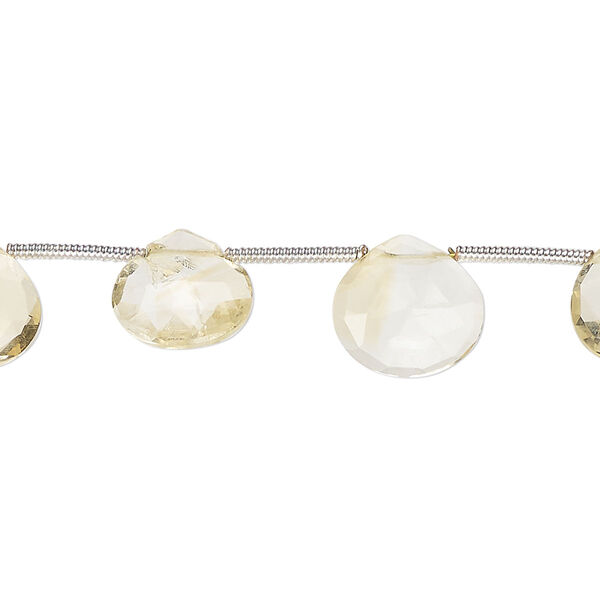 Citrine 1pkg13, hand-cut top-drilled faceted puffed teardrop bead 9x8mm-11x10mm image number 0