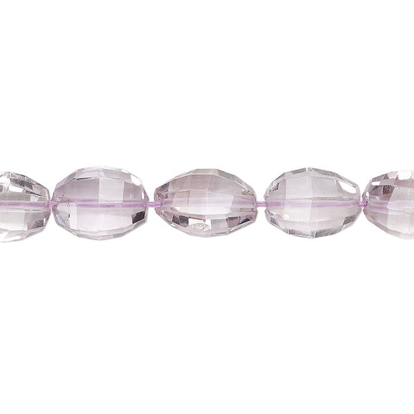 Lavender amethyst 1pkg1, hand-cut faceted oval / faceted puffed oval bead natural 8 inch 10x7mm-12x8mm image number 0