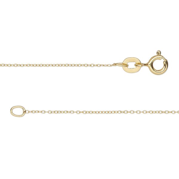 Chain, Gossamer™, "vermeil," 0.8mm cable, 18 inches with springring clasp. Sold individually. image number 0