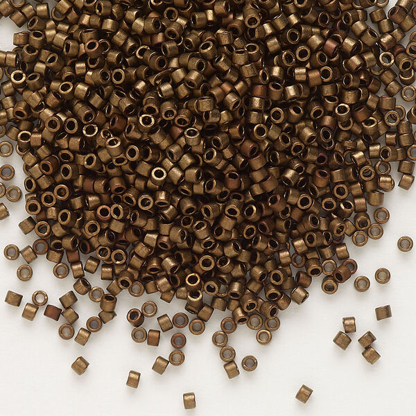 Seed bead, Delica®, glass, pkg/50g, #11 round, opaque matte metallic gold iris bronze (DB-1051). image number 0