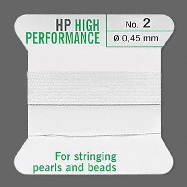 Thread, Griffin, synthetic multi-fiber, white, size #2. Sold per 2-meter card (approximately 78 inches). image number 0