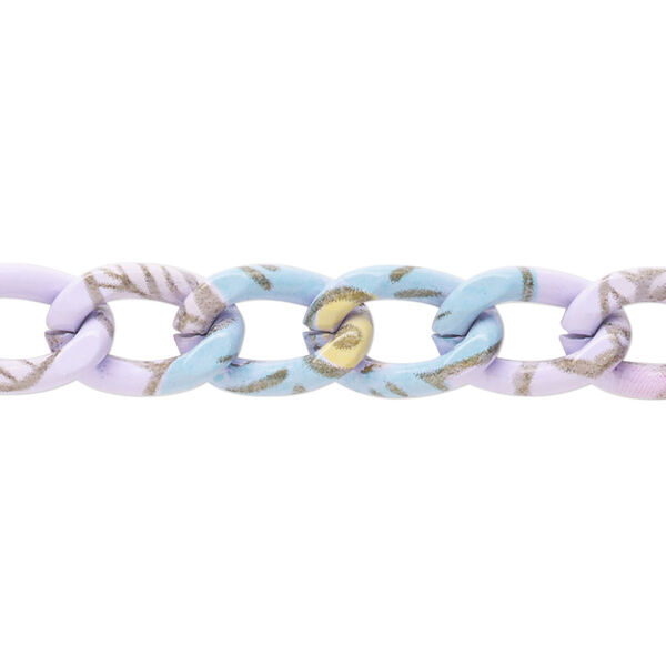 Chain, aluminum, pkg/18 inches, coated multicolored, 9mm cable. image number 0