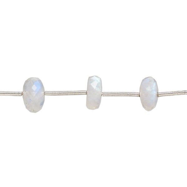 Rainbow moonstone 1pkg14, hand-cut faceted rondelle bead natural 10x4mm-11x6mm image number 0