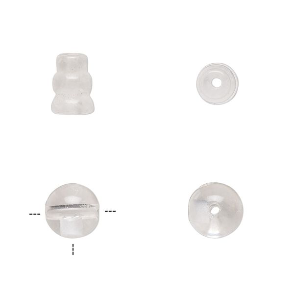 Quartz crystal 2pkg2, T-drilled round / cone bead natural 8mm / 8x5mm-9x6mm image number 0