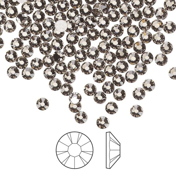 Flat back 1440pk black diamond foil back, Preciosa MAXIMA Czech crystal hotfix rhinestone 3-3.2mm chaton rose round SS12 image number 0