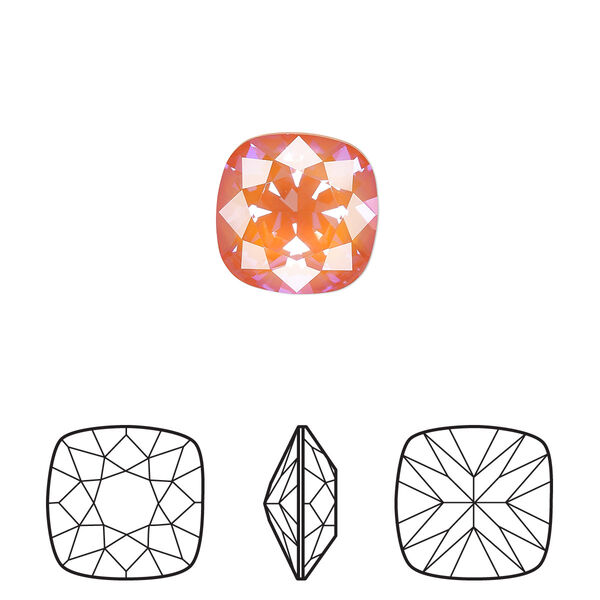 Fancy stone 6pk crystal orange glow DeLite, Crystal Passions® 12mm cushion 4470 image number 0