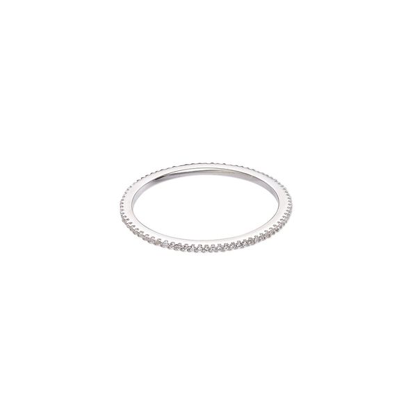 Ring, sterling silver and cubic zirconia, clear, 1.5mm wide, size 11. Sold individually. image number 0