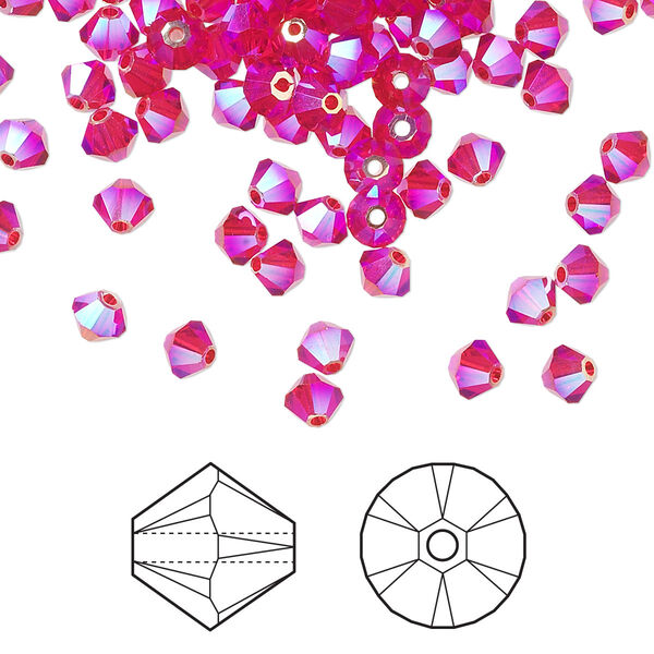 Bead 1440pk light Siam AB 2X, Swarovski® 4mm XILION bicone 5328 image number 0