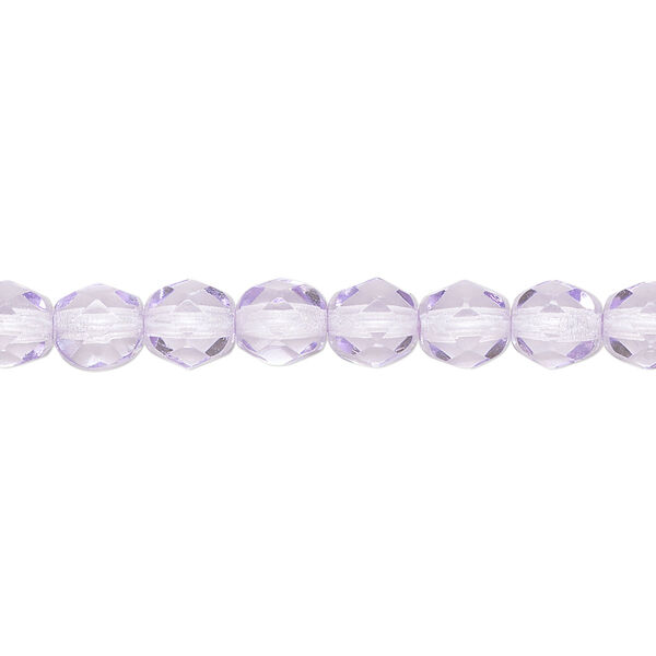 Bead, Czech fire-polished dipped décor glass, translucent lilac and pink, 6mm faceted round. Sold per 15-1/2 to 16-inch strand, approximately 65 beads. image number 0