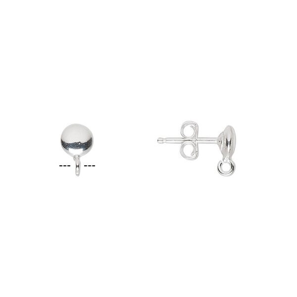 Earstud 1pkg2 sterling silver, 5mm saucer / open loop, 1 pair image number 0