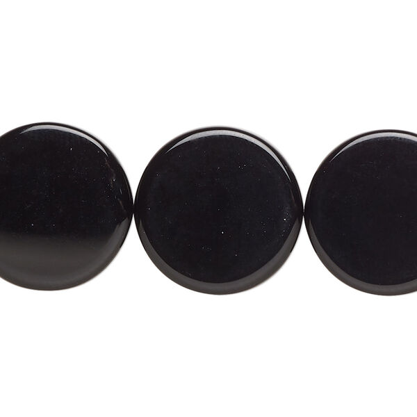 Black onyx 1pkg1, flat round bead B grade, 15.5-16 inch 18mm image number 0