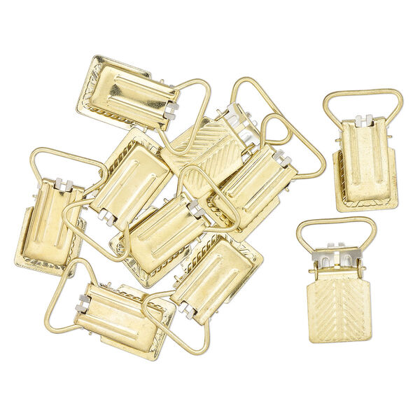 Jacket clip, gold-finished steel, 33x22mm textured rectangle. Sold per pkg of 10. image number 0