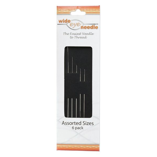 Needle mix, Wide-Eye Needle™, flexible, nickel-plated carbon steel, #16, 1-1/2 to 5 inches with dual end-points. Sold per pkg of 6. image number 0