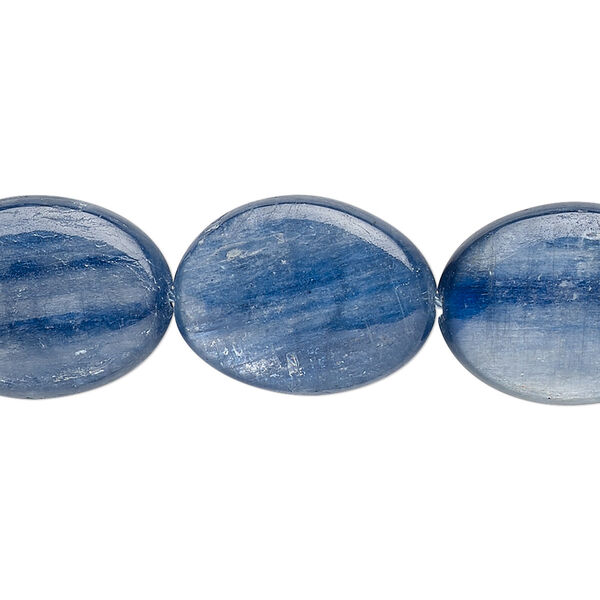 Blue kyanite 1pkg1, flat oval bead 8 inch 20x15mm image number 0