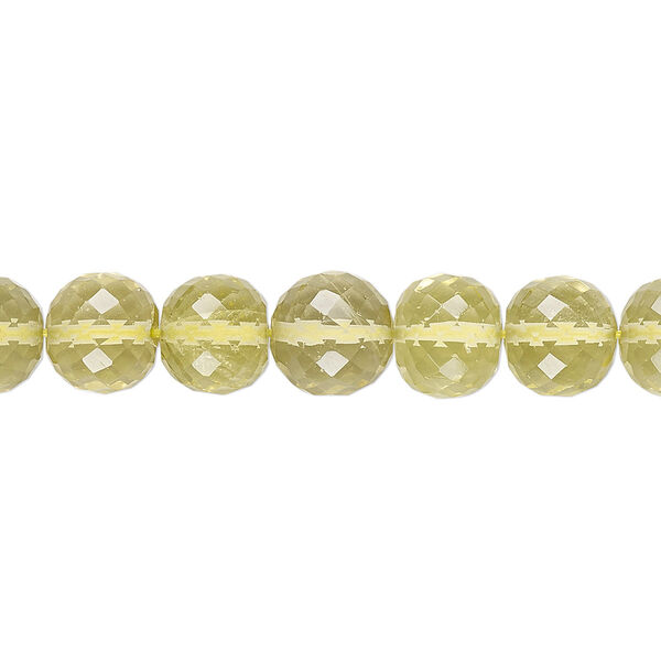 Lemon quartz 1pkg1, hand-cut faceted round bead 8 inch 8-9mm image number 0