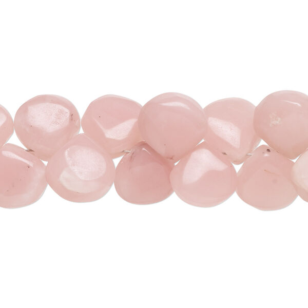 Pink chalcedony 1pkg1, hand-cut top-drilled puffed teardrop bead 7 inch 9x9mm-11x10mm image number 0