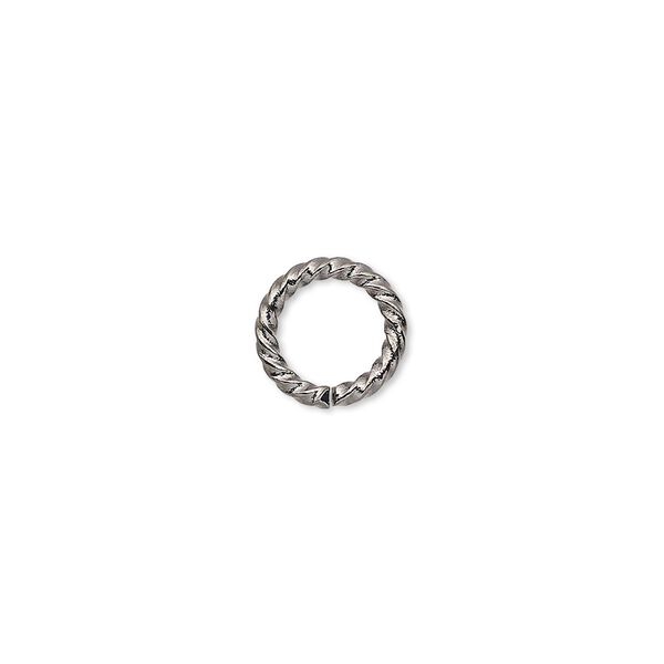 Jump ring, gunmetal-plated brass, 10mm twisted round, 6.8mm inside diameter, 14 gauge. Sold per pkg of 100. image number 0