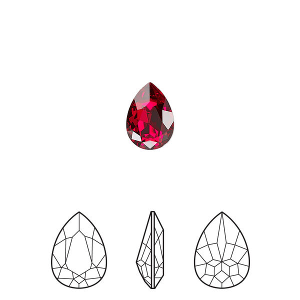 Fancy stone 4pk Siam foil back, Crystal Passions® 10x7mm pear 4320 image number 0