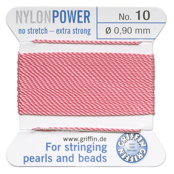 Thread, Griffin, nylon, dark pink, size #10. Sold per 2-meter card (approximately 78 inches). image number 0