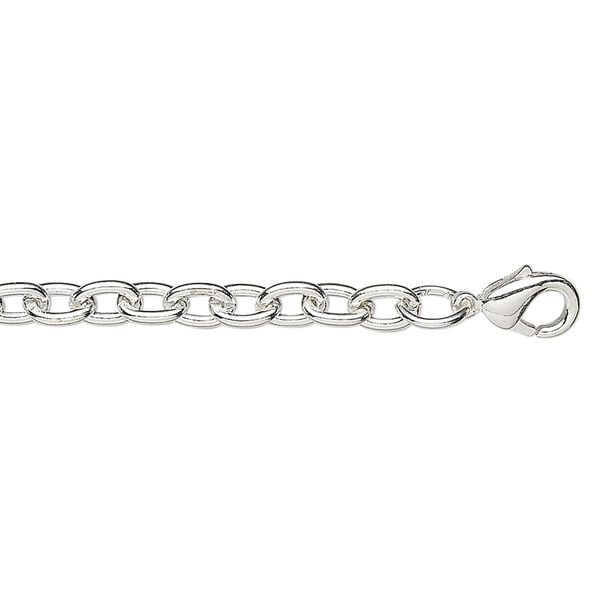 Chain, silver-plated steel, 5x3.5mm heavy cable, 24 inches with lobster claw clasp. Sold per pkg of 10. image number 0