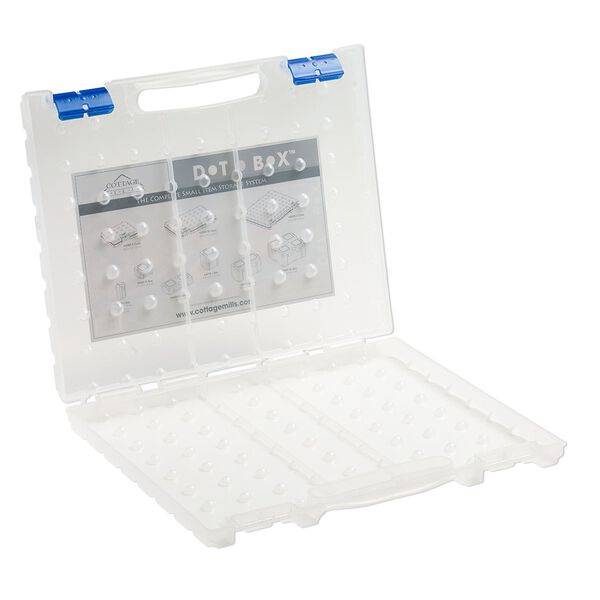 Organizer, Dot Box™, plastic, clear and blue, 14 x 11-1/2 x 1-1/2 inches. Sold individually. image number 0