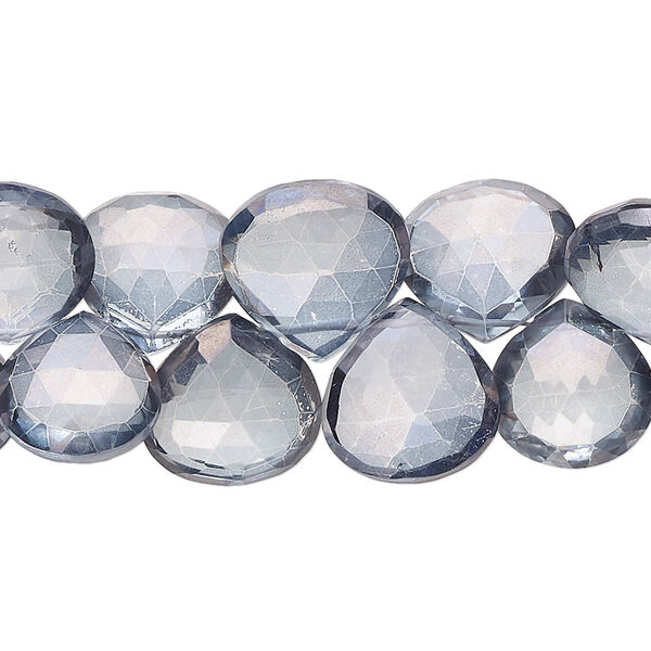Quartz crystal 1pkg1, hand-cut top-drilled faceted puffed teardrop bead 7 inch 9-13mm image number 0