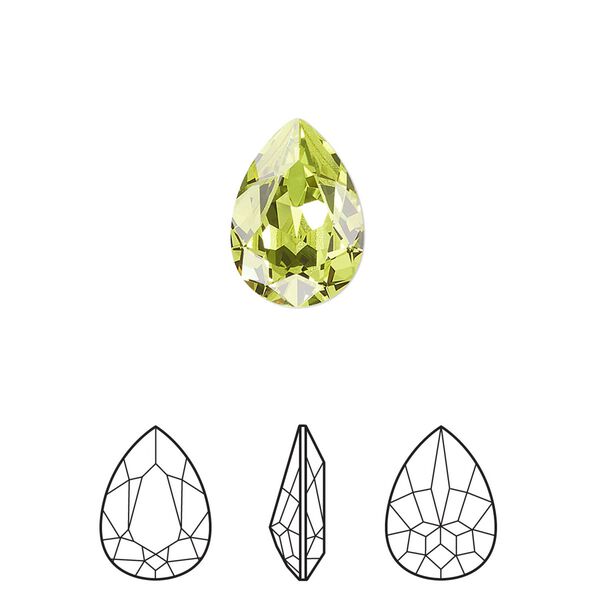 Fancy stone 1pk citrus green foil back, Crystal Passions® 14x10mm pear 4320 image number 0