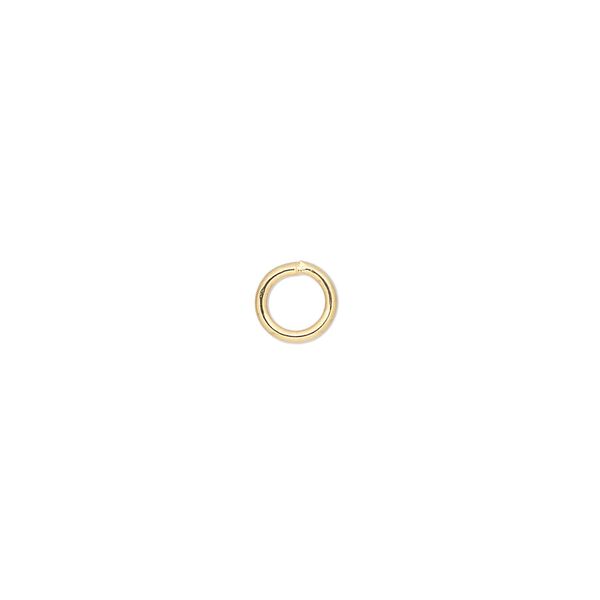Jump ring, gold-plated brass, 6mm soldered round, 4.2mm inside diameter, 18 gauge. Sold per pkg of 100. image number 0