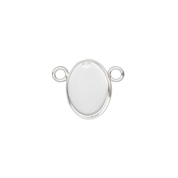 Connector, sterling silver, 15x11mm oval with 14x10mm bezel cup setting. Sold individually. image number 0