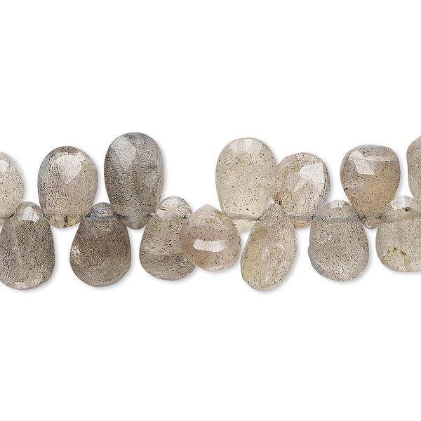 Labradorite 1pkg1, hand-cut top-drilled faceted puffed teardrop bead natural 4 inch 8x6mm-12x7mm image number 0