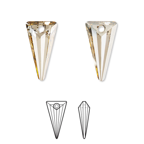 Drop 48pk crystal golden shadow, Swarovski® 18x10mm pendant spike 6480 image number 0