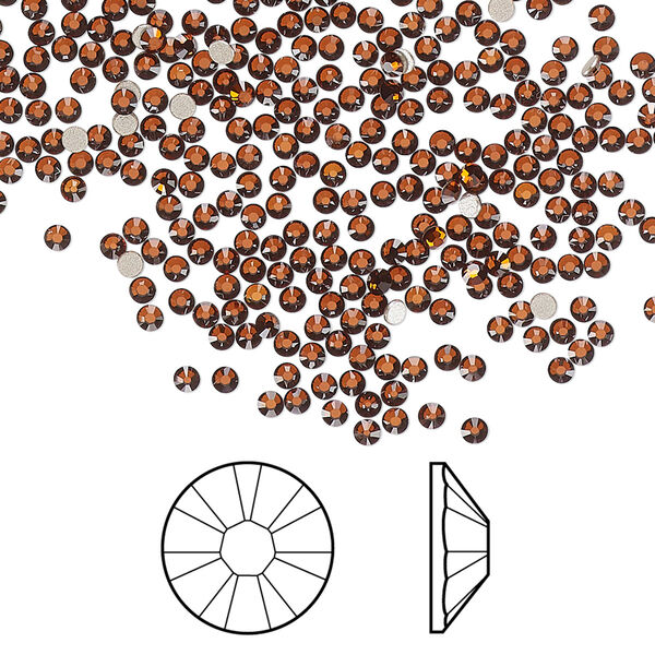 Flat back 1440pk smoked amber foil back, Swarovski® 1.7-1.9mm rose round SS5 2058 image number 0