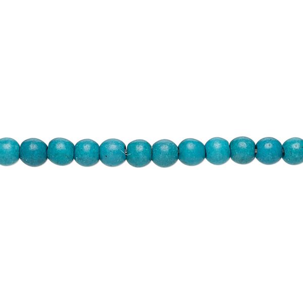 Bead, "turquoise" (resin) (imitation), dark teal green and teal, 3-4mm round. Sold per 15-inch strand. image number 0
