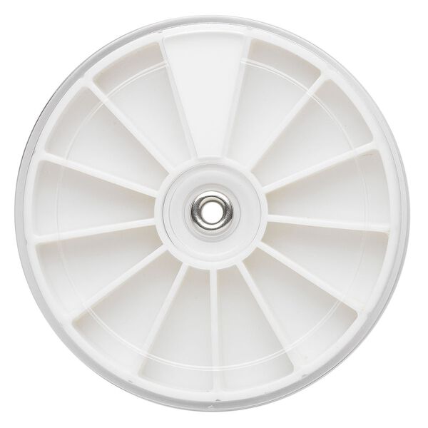 Organizer, clear plastic/white, (1) 3-1/4 x1/2 inch and (1) 2-1/2x1/2 inch rounds with 13 compartments and rotating lid. Sold per pkg of 2. image number 1
