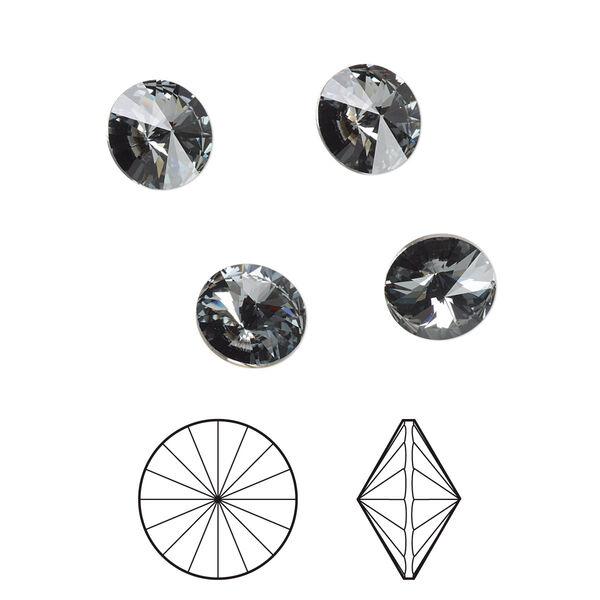 Chaton 8pk crystal silver night foil back, Crystal Passions® 8.16-8.41mm rivoli SS39 1122 image number 0