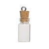Component, glass / cork / nickel-finished steel, clear, 22x11mm bottle with stopper and screw eye. Sold per pkg of 10. image number 1