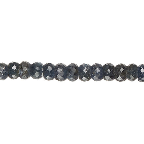 Blue-grey sapphire 1pkg1, hand-cut faceted rondelle bead 14 inch 5x3mm-6x4mm image number 0
