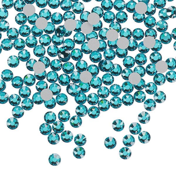 Flat back, Dance With Me™ crystal rhinestone, blue zircon, foil back, 3-3.2mm rose, SS12. Sold per pkg of 144 (1 gross). image number 0