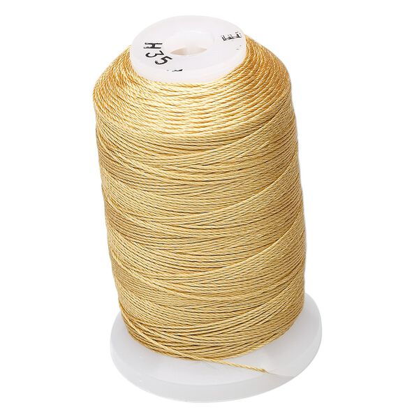 Thread, Purely Silk™, gold, size E. Sold per 200-yard spool. image number 0