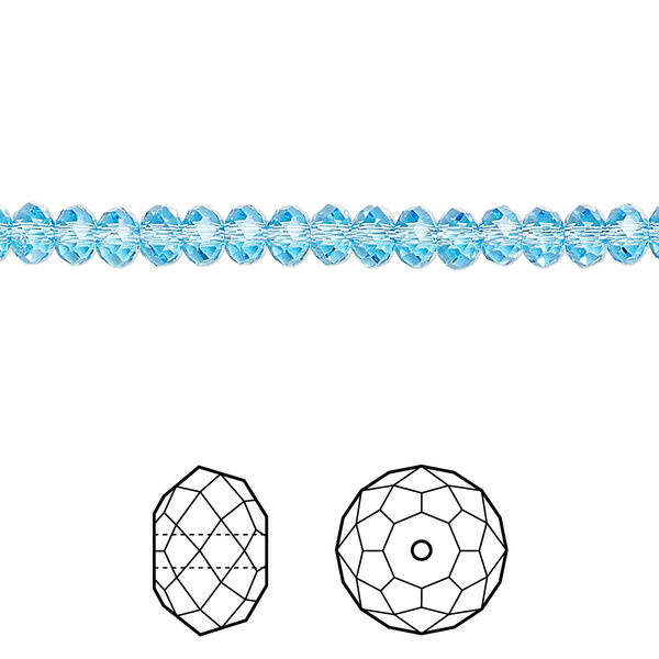 Bead 720pk aquamarine, Swarovski® 4x3mm rondelle 5040 image number 0