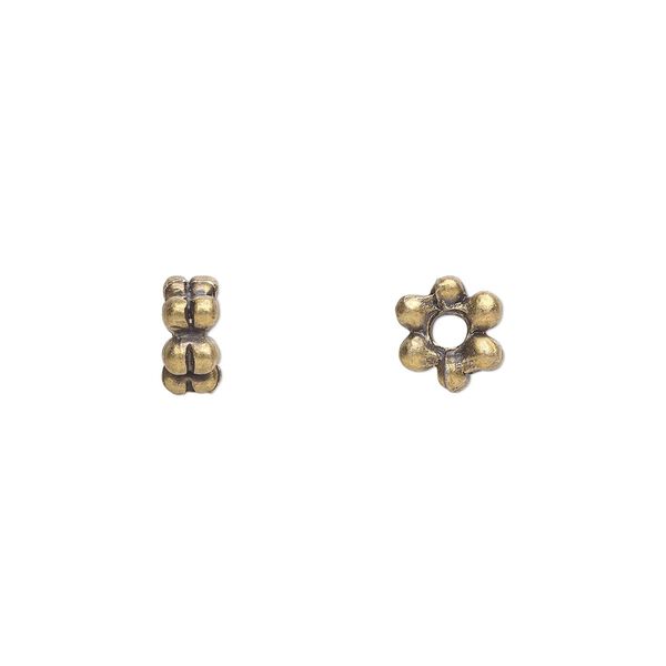 Bead, antique brass-plated "pewter" (zinc-based alloy), 6x3mm rondelle. Sold per pkg of 100. image number 0