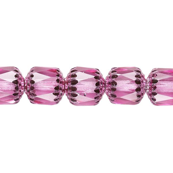 Bead, Czech glass, pink and metallic pink, 10mm round cathedral. Sold per 15-1/2" to 16" strand. image number 0