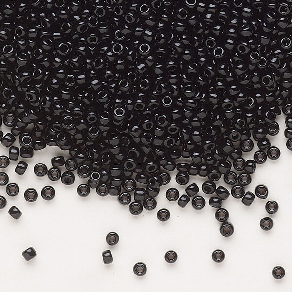 Seed bead, Dyna-Mites™, glass, pkg/1/2kg, #11 round, opaque black, (748 11/0 RR). image number 0