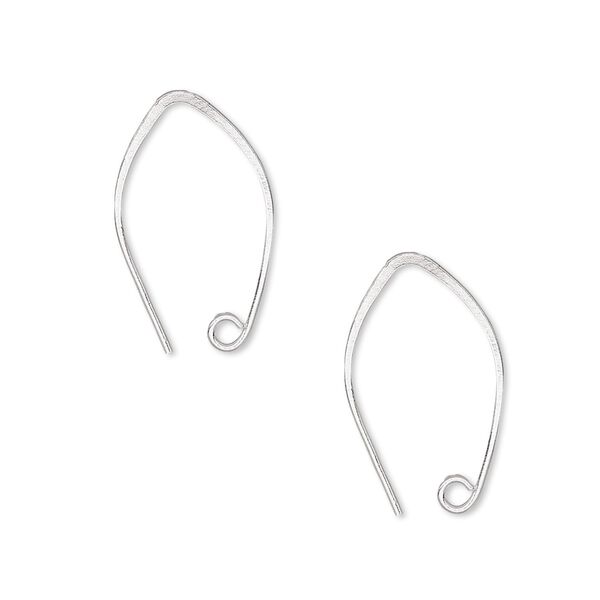 Ear wire 1pkg2 Hill Tribes sterling silver, 20mm marquise / open loop, 22 gauge 1 pair image number 0