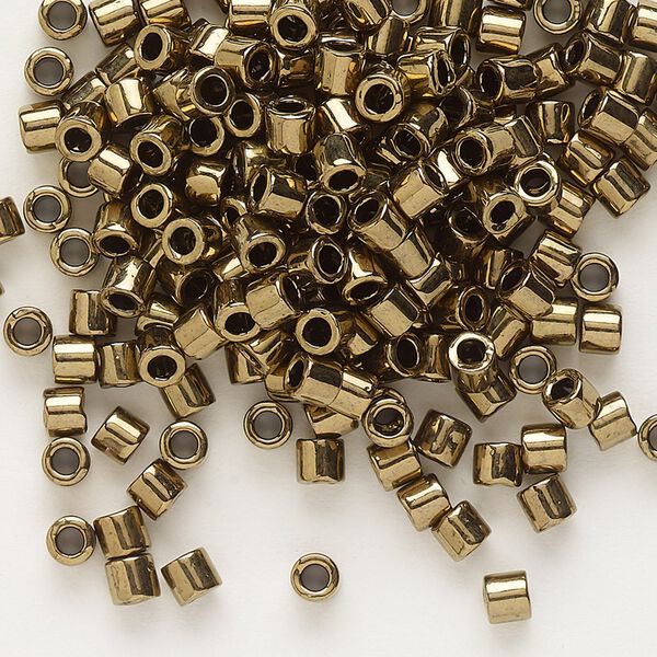 Seed bead, Delica®, glass, pkg/7.5g, #8 round, opaque metallic dark bronze (DBL-0022). image number 0