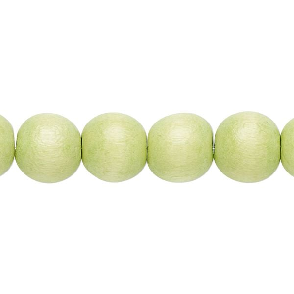 Bead, Taiwanese cheesewood (dyed / waxed), lime green, 9-10mm round. Sold per pkg of (2) 15-1/2" to 16" strands. image number 0