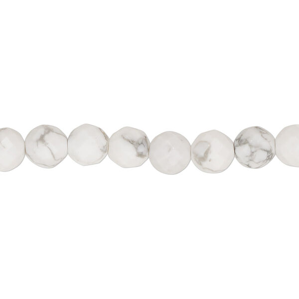 Howlite 1pkg1, faceted round bead natural 15.5-16 inch 6mm image number 0